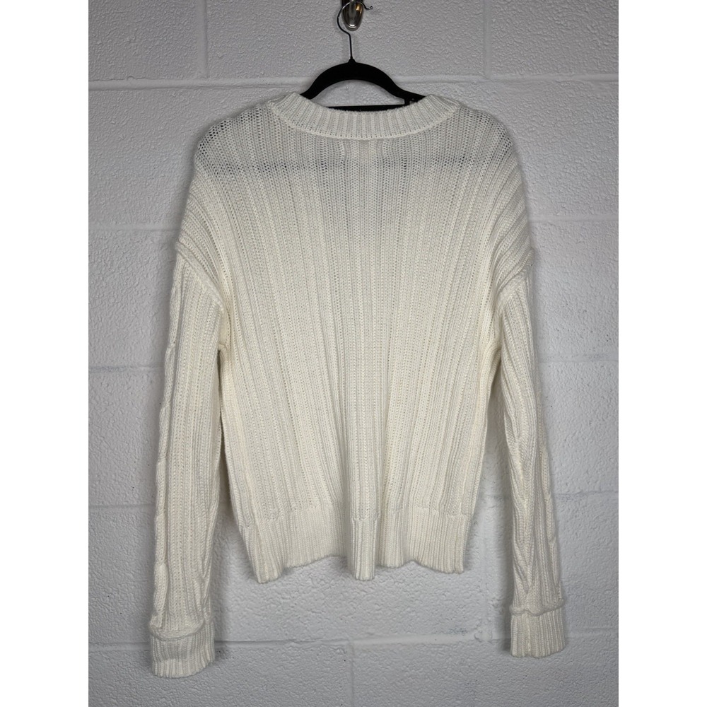 Aeropostale Cable Knit Sweater Cream V Neck Oversized Rory Gilmore Inspired Sz S - Picture 2 of 6